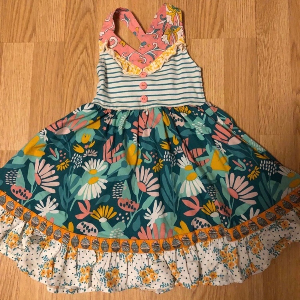 Wildflowers Kids Dress with Pink and Blue Floral Design